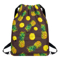 Brown Pineapple Pattern Print Drawstring Backpack