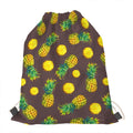 Brown Pineapple Pattern Print Drawstring Bag