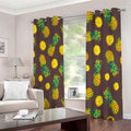 Brown Pineapple Pattern Print Extra Wide Grommet Curtains