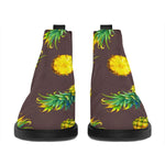 Brown Pineapple Pattern Print Flat Ankle Boots