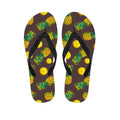 Brown Pineapple Pattern Print Flip Flops