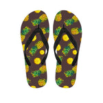 Brown Pineapple Pattern Print Flip Flops