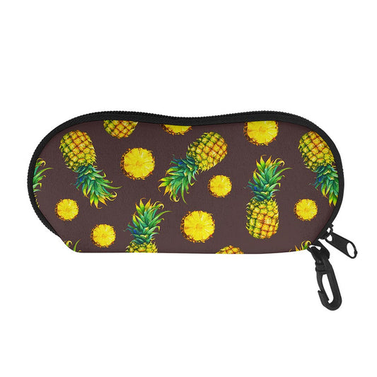 Brown Pineapple Pattern Print Glasses Case
