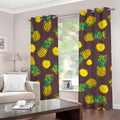 Brown Pineapple Pattern Print Grommet Curtains