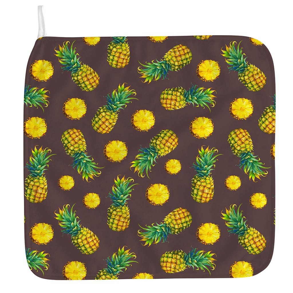 Brown Pineapple Pattern Print Hand Towel