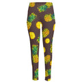 Brown Pineapple Pattern Print High-Waisted Pocket Leggings