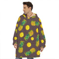 Brown Pineapple Pattern Print Hoodie Blanket