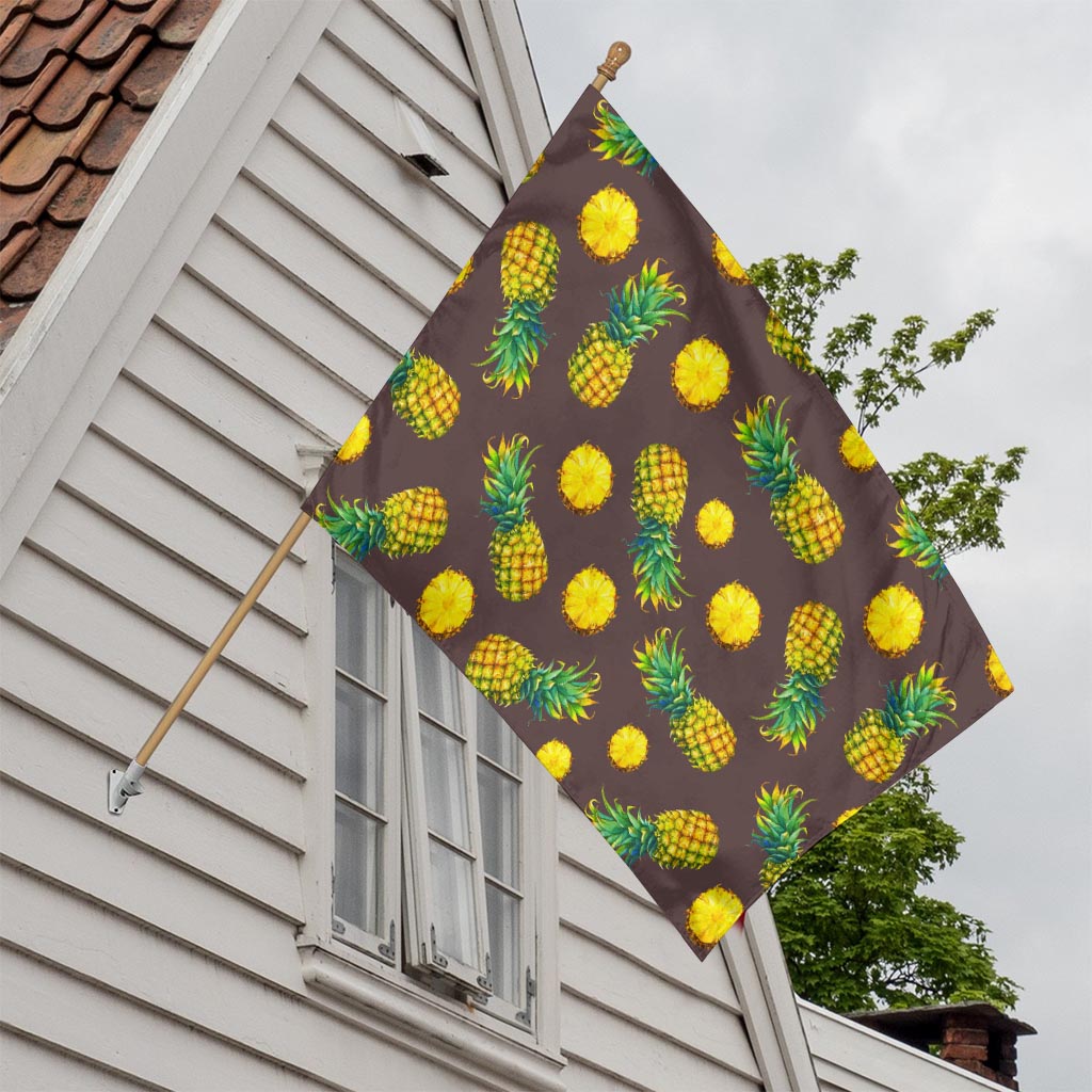 Brown Pineapple Pattern Print House Flag