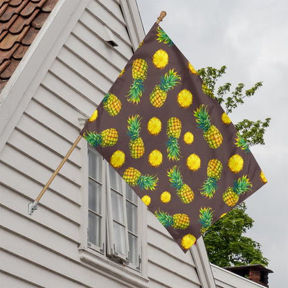 Brown Pineapple Pattern Print House Flag