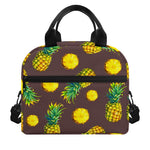 Brown Pineapple Pattern Print Insulated Lunch Bag