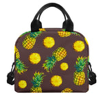 Brown Pineapple Pattern Print Insulated Lunch Bag