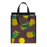 Brown Pineapple Pattern Print Insulated Lunch Tote