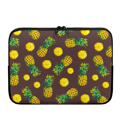 Brown Pineapple Pattern Print Laptop Sleeve