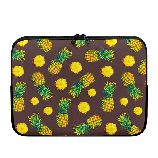 Brown Pineapple Pattern Print Laptop Sleeve