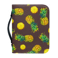 Brown Pineapple Pattern Print Leather Bible Cover