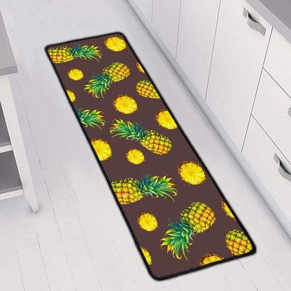 Brown Pineapple Pattern Print Long Kitchen Mat