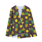 Brown Pineapple Pattern Print Long Sleeve Short Coat