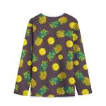 Brown Pineapple Pattern Print Long Sleeve Short Coat
