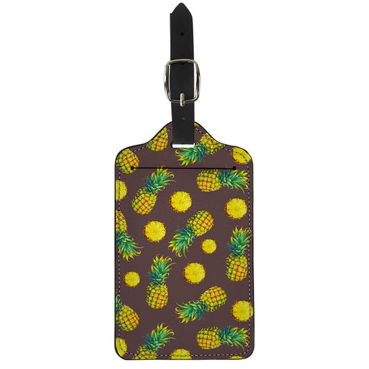 Brown Pineapple Pattern Print Luggage Tag