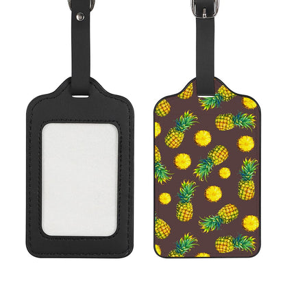 Brown Pineapple Pattern Print Luggage Tag