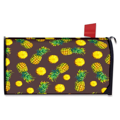 Brown Pineapple Pattern Print Mailbox Cover