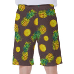 Brown Pineapple Pattern Print Men's Beach Shorts