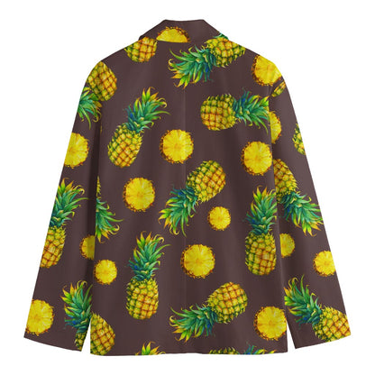 Brown Pineapple Pattern Print Men's Blazer