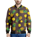 Brown Pineapple Pattern Print Men's Bomber Jacket