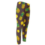 Brown Pineapple Pattern Print Men's Compression Pants