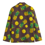 Brown Pineapple Pattern Print Men's Cotton Blazer