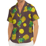 Brown Pineapple Pattern Print Men's Deep V-Neck Shirt
