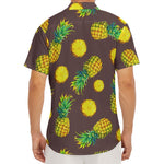 Brown Pineapple Pattern Print Men's Deep V-Neck Shirt