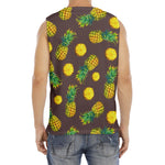 Brown Pineapple Pattern Print Men's Fitness Tank Top