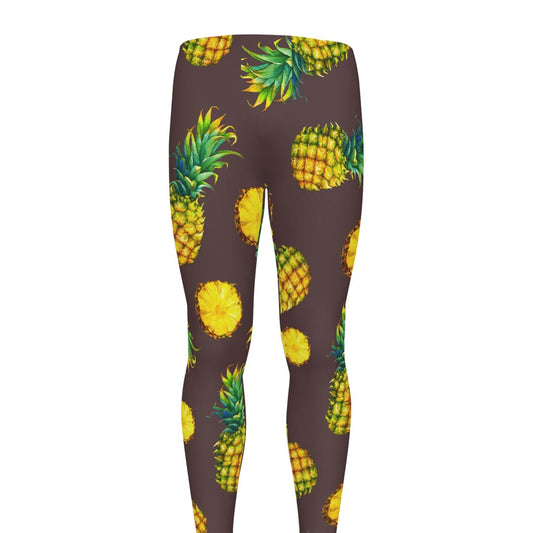 Brown Pineapple Pattern Print Men's leggings