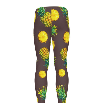 Brown Pineapple Pattern Print Men's leggings