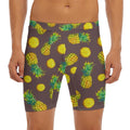 Brown Pineapple Pattern Print Men's Long Boxer Briefs