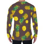 Brown Pineapple Pattern Print Men's Long Sleeve T-Shirt