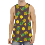 Brown Pineapple Pattern Print Men's Muscle Tank Top