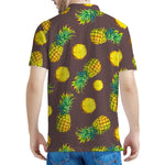 Brown Pineapple Pattern Print Men's Polo Shirt