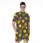 Brown Pineapple Pattern Print Men's Rompers