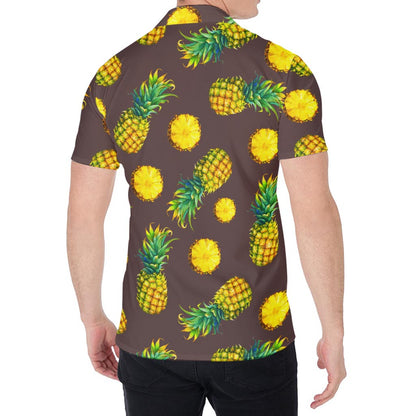 Brown Pineapple Pattern Print Men's Shirt