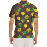 Brown Pineapple Pattern Print Men's Short Sleeve Rash Guard