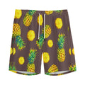 Brown Pineapple Pattern Print Men's Athletic Shorts