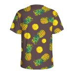 Brown Pineapple Pattern Print Men's Sports T-Shirt