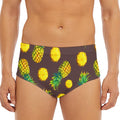 Brown Pineapple Pattern Print Men's Triangle Swim Briefs