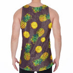 Brown Pineapple Pattern Print Men's Velvet Tank Top