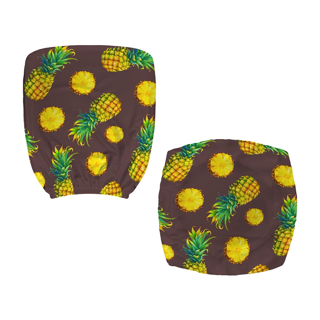 Brown Pineapple Pattern Print Office Chair Cover