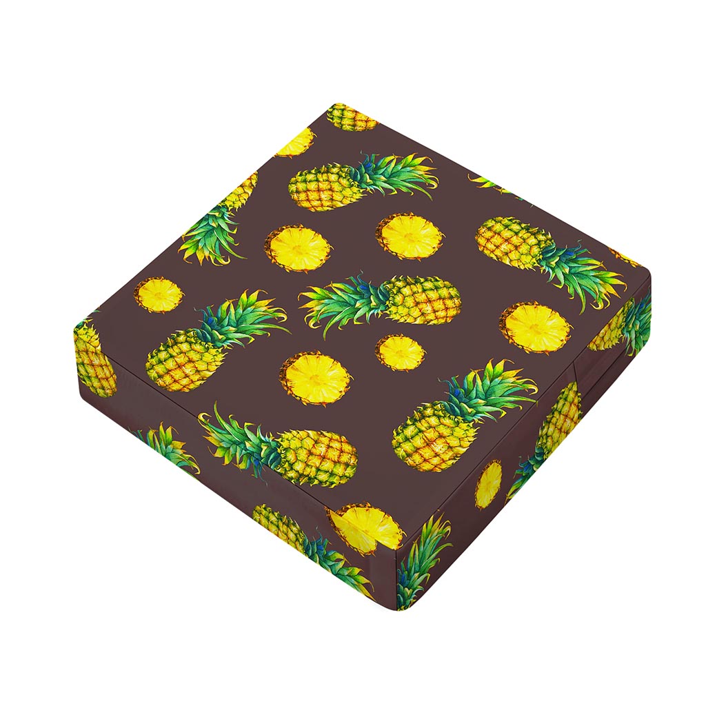Brown Pineapple Pattern Print Outdoor Seat Cushion Cover