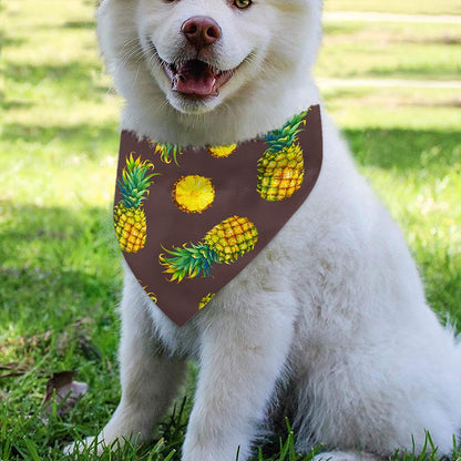 Brown Pineapple Pattern Print Over The Collar Dog Bandana