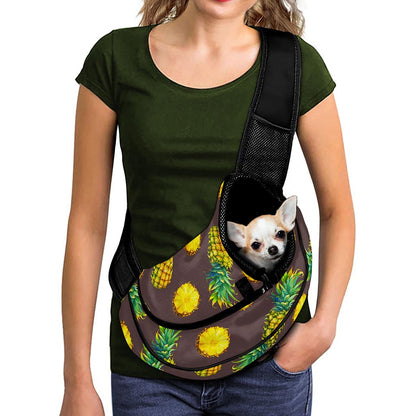 Brown Pineapple Pattern Print Pet Sling Carrier